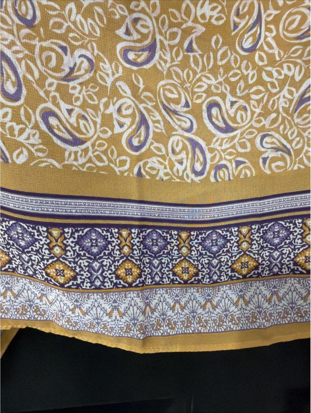 J.Jill Paisley Floral Poncho Cover Up Chiffon Golden Yellow & Purple One Size - Picture 7 of 8